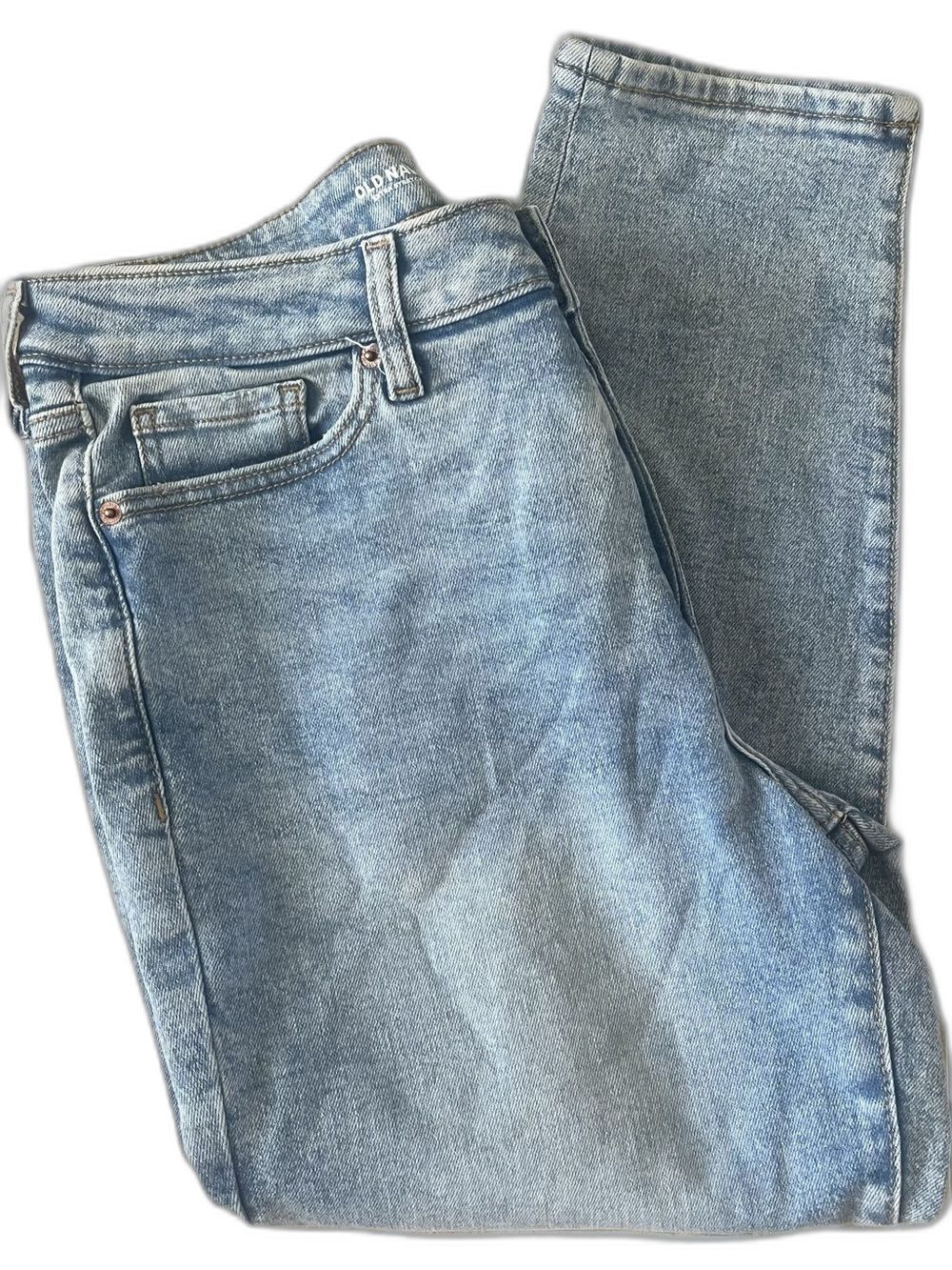 Old Navy high-rise O.G. Straight jeans light wash denim,cropped ankle. 10 short